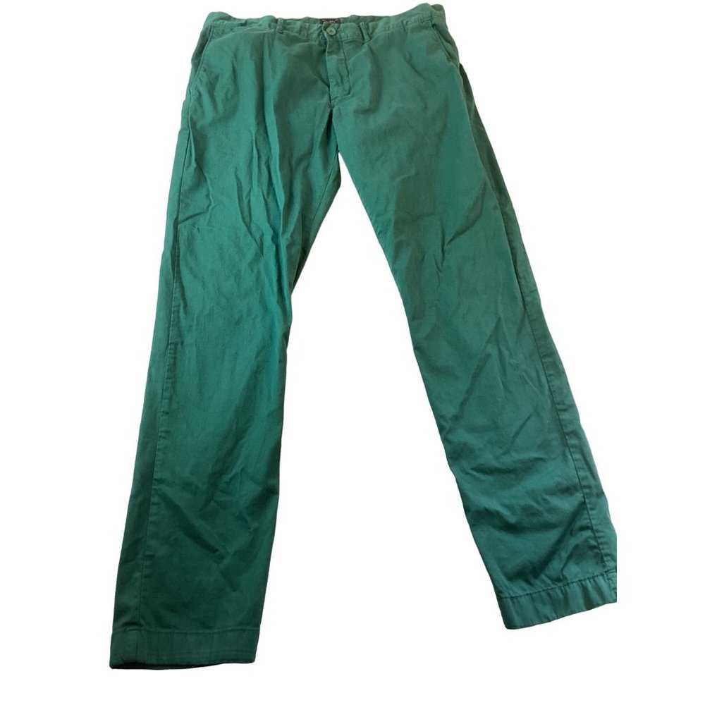Men's J. Crew Stretch Chinos Pants  * size 34 x 32 * Green* Cotton  *EUC